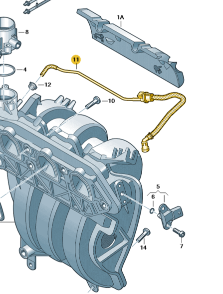 Skoda Fabia 2015-2023 1.0l Petrol Connecting Hose