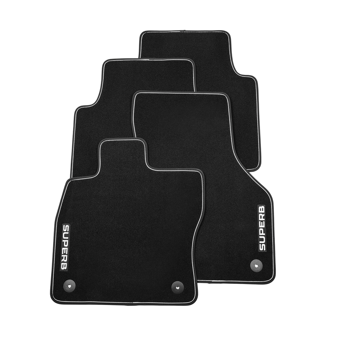 JVL Fully Tailored Rubber Car Mat Set For Skoda Superb MK2 (2008-2015) – 4 Pieces With Clips, RHD