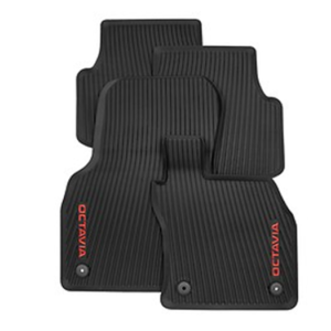 Škoda Octavia 2020-Present Rubber Mat Set Red Logo