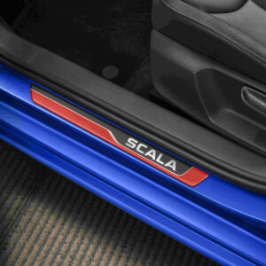 Škoda Scala 2019-Present Door Sill Protectors Scala Logo Red Black