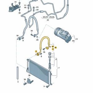 Skoda Fabia 2015-2013 A/C Pipe Condenser to Compressor