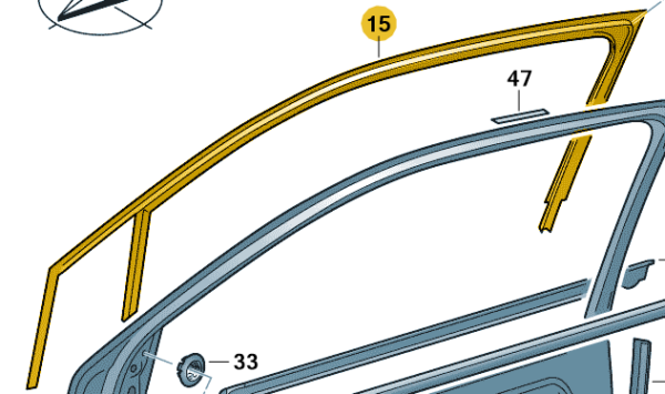 Škoda Citigo 2012-2020 RH Front Outer Door Seal (5 door)