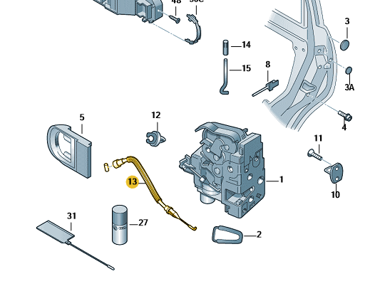 Škoda Roomster 2006-2015 Door Lock Cable