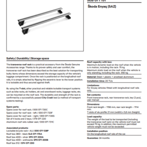 Enyaq 2021 Roof Cross Bars