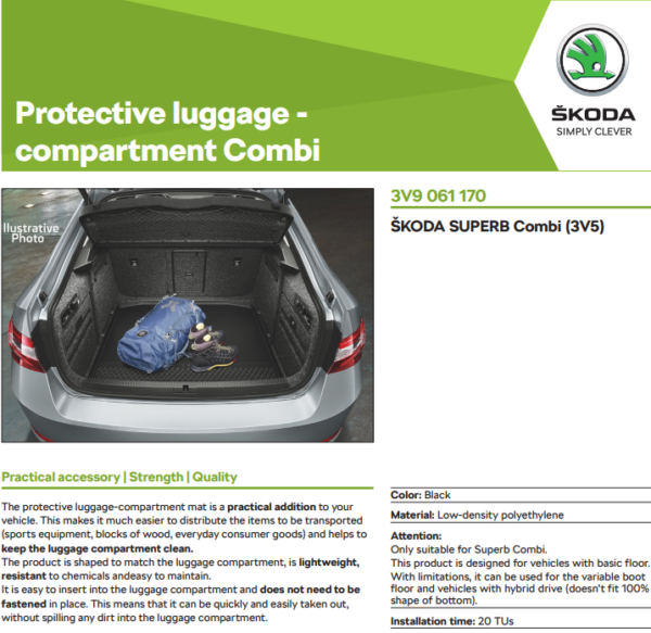 Škoda Superb Estate 2016-2024 Boot Mat