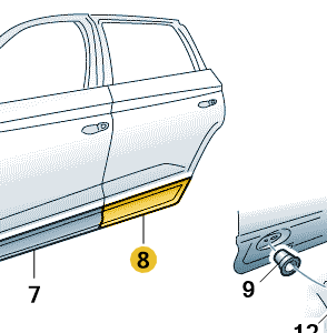 Skoda Kodiaq 2017-2024 LH Rear Door Lower Moulding