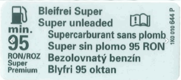 Škoda 2011-2023 Fuel Neck Sticker