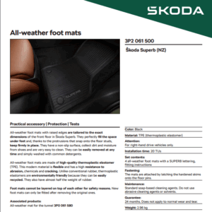Škoda Kodiaq 2016-Present Carpet Mat Set Prestige Black Kodiaq Logo