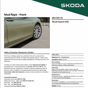 Škoda Superb 2025-Present Front Mudflaps