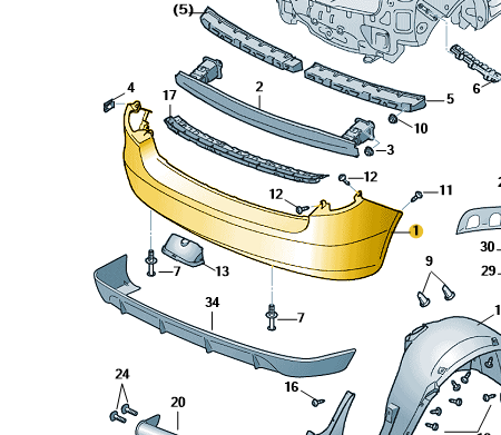 Škoda Fabia Estate 2011-2015 Rear Bumper
