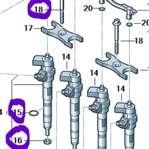 Škoda 2014-2020 Diesel Injector Seals + Bolts Kit