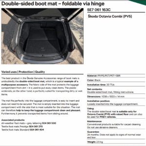 Škoda Octavia Estate 2019-2026 Double Sided Boot Liner