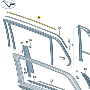 Superb Estate 2015-2024 RH Rear Door Top Chrome Trim