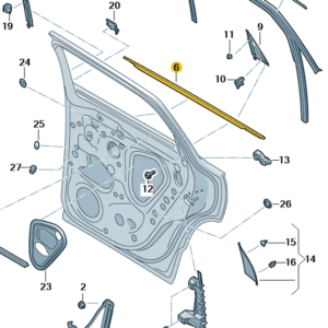 Skoda Karoq 2018-2026 RH Rear Window Seal/Moulding Black