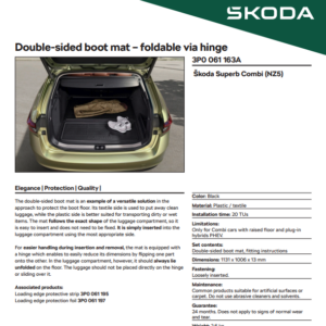 Škoda Superb Estate 2023-2025 Double-sided Boot Mat