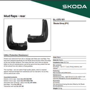 Škoda Elroq 2025-Present Rear Mudflaps