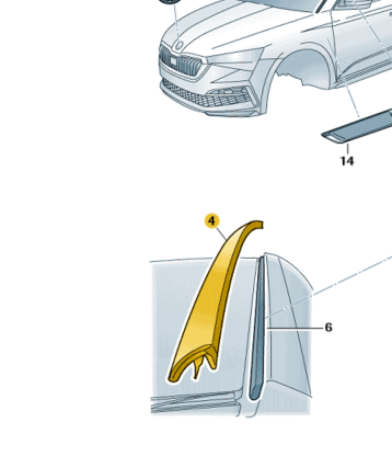 Skoda Octavia 2020 Onwards Passengers A-Pillar windscreen Outer Trim